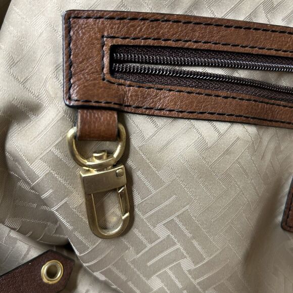 Cole Haan Leather Tote Bag Box Tote Chestnut Saddle II Bag Braided Handles 19" - Picture 16 of 16